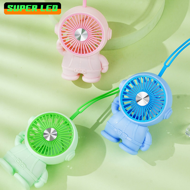 Super LED 🇹🇭 mini usb Fan, hanging neck fan, small astronaut, portable fan, USB charging, table fan Low noise, easy to carry. ราคา 59 บาท*ส่งฟรี