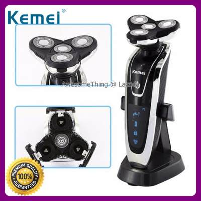 Kemei ที่โกนหนวดไฟฟ้า เครื่องโกนหนวดไฟฟ้า ที่โกนหนวด โกนหนวดไฟฟ้า เครื่องโกนหนวด โรตารี 4D ชาร์จได้ หมุนโค้ง 360 องศา กันน้ำได้ รุ่น KM-8871