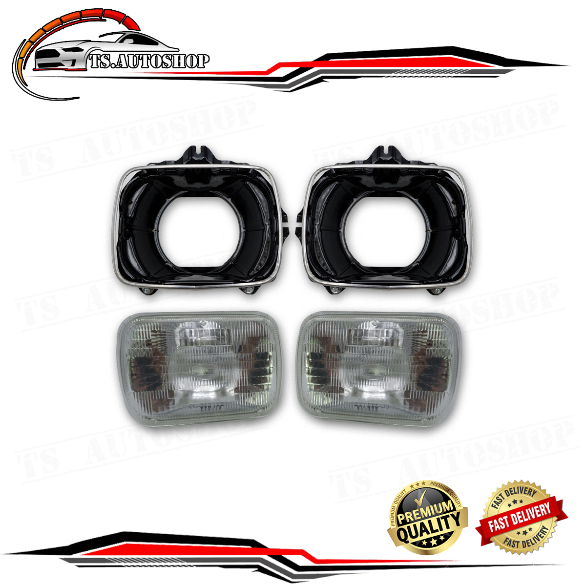 Set headlight + frame pin left + right Len Metz transparent headlight Toyota Hilux MK3 LN85 RN50 Mighty-X LN RN YN size with X BMW7 X HD-15 number galaxy4 Pieces 1989 - 1995 have service freight collect ราคา  995 บาท*ส่งฟรี