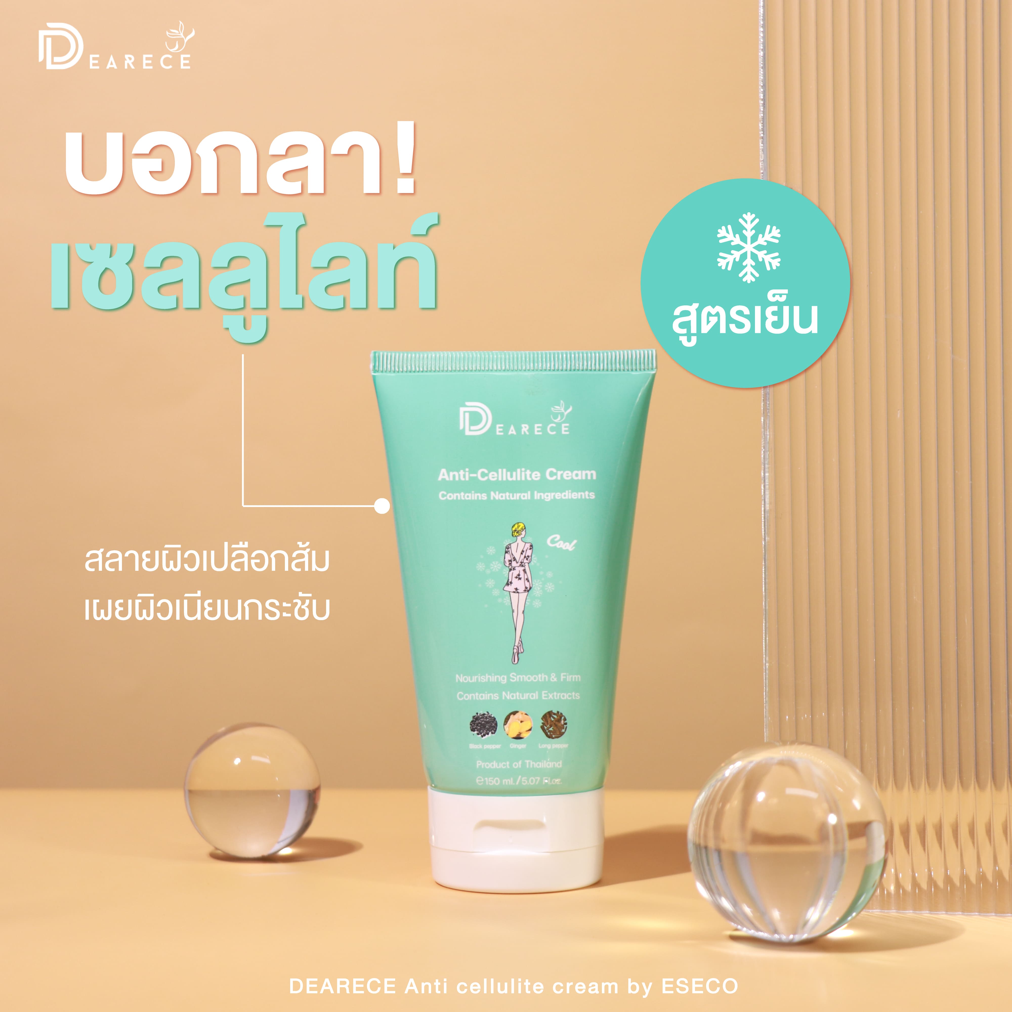 Dearece Anti-Cellulite and Body Firming Cream (Cooling Formula) ขนาด 150 Ml. ราคา 1,250 บาท*ส่งฟรี
