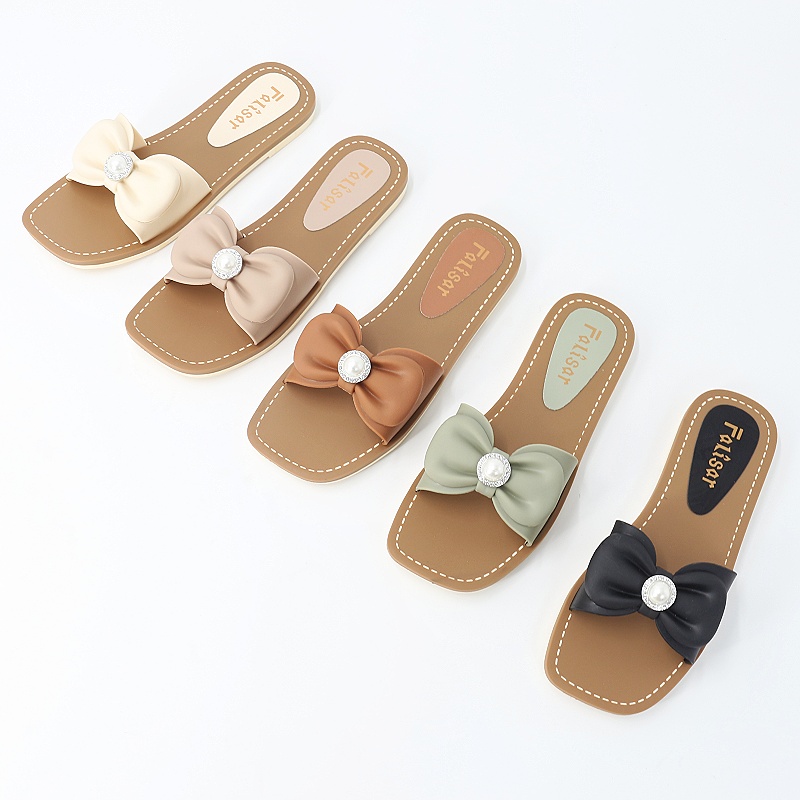 Falisar รองเท้าแตะผู้หญิงหูโบว์ PVCกันลื่น แฟชั่นเก๋ รุ่น1502-C (5สี) ราคา 99 บาท*ส่งฟรี