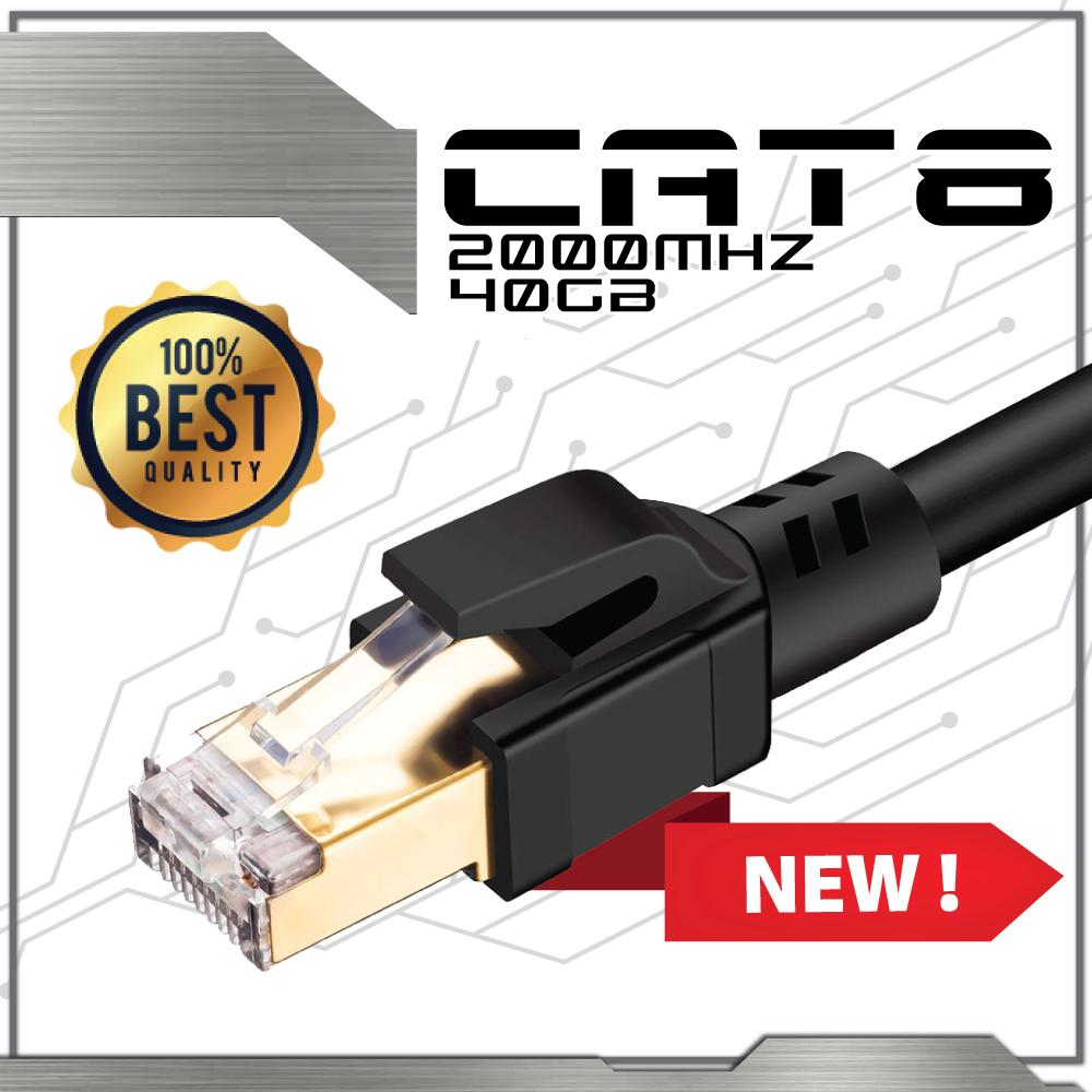 สายแลนด์ RJ45 Cat8 Network Ethernet Cable Gold Ultra-thin 40Gbps SSTP LOT LAN FLAT Lead
