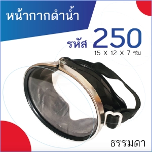 สินค้า หน้ากากดำน้ำ ยิงปลา รหัส 250 (ขนาดธรรมดา) สีดำ แว่นดำน้ำ แว่นตาดำน้ำ