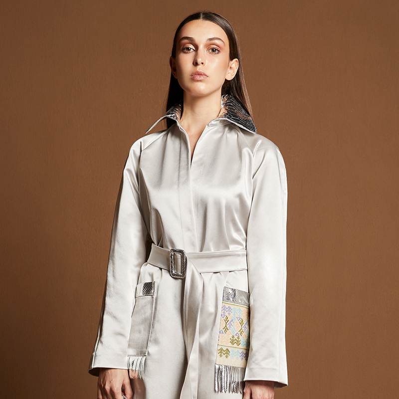 เสื้อสูทเบลเซอร์ เสื้อแจ็คเก็ตแฟชั่นทำงาน S'uvimol Zahara Coat - Silver โค้ทฟรีไซส์สีเงิน [S'UVIMOL]