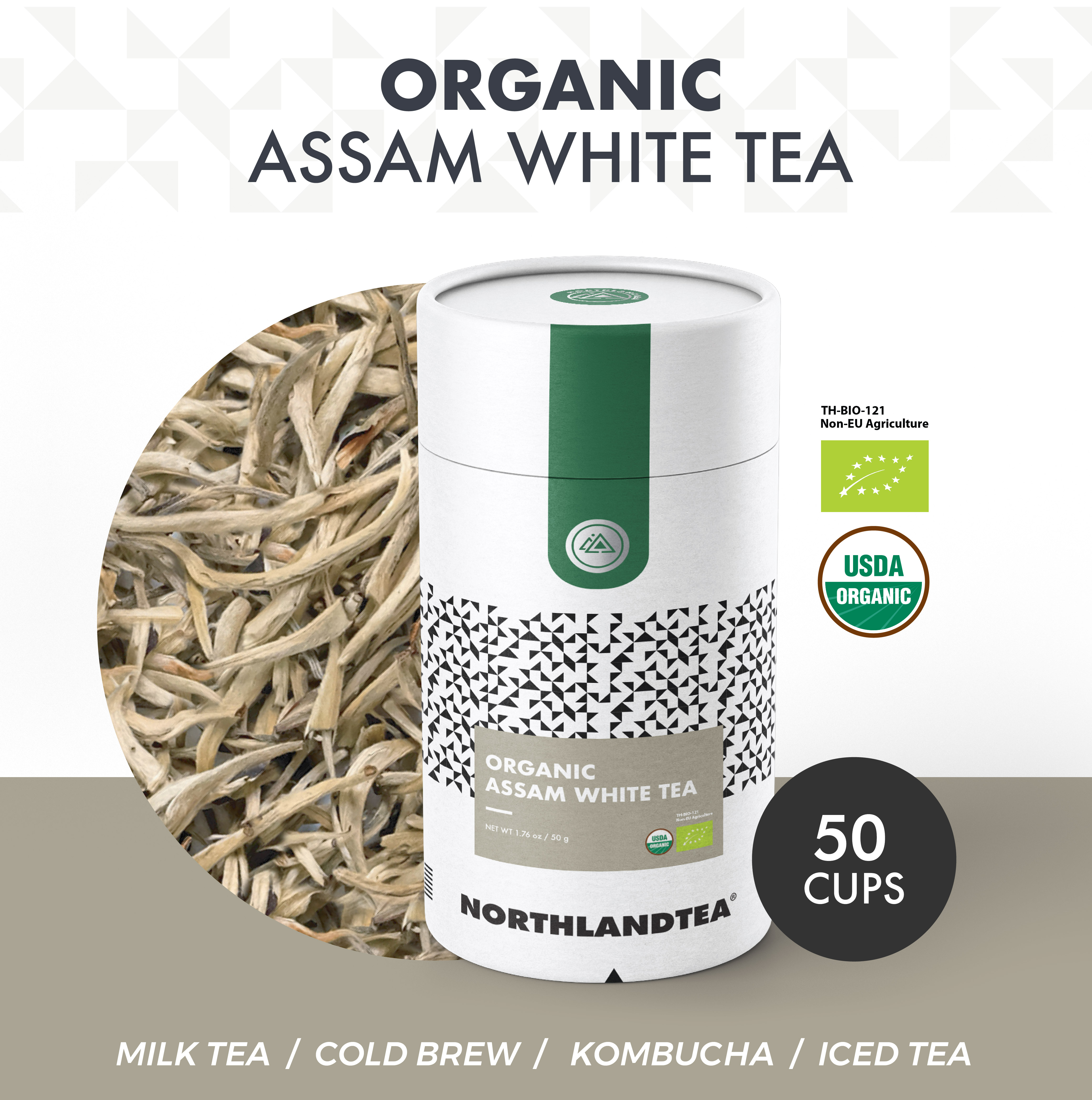 Organic Assam White Tea 50g - Certified USDA & EU Organic - Loose Leaf Tea - HOT & ICED TEA / COLD BREW / KOMBUCHA and etc. - Northlandtea ราคา 680 บาท*ส่งฟรี