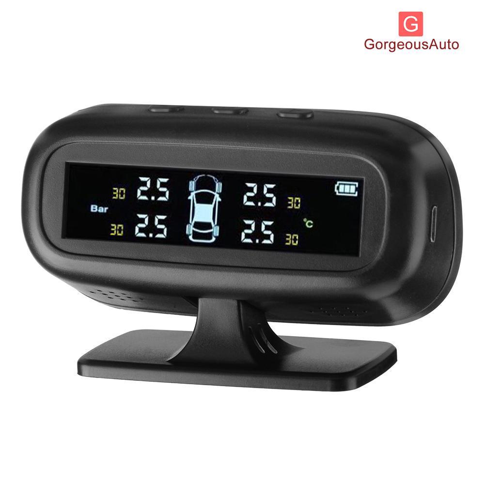 GorgeousAuto Solar LCD Car TPMS Tire Pressure Monitoring System with 4 External Sensors