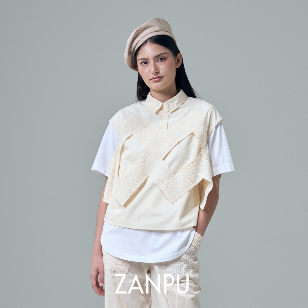 เสื้อผ้าแฟชั่นสตรี เสื้อโปโล ZANPU Ss26 Structured Layer Bl-9260102 (สีครีม) ราคา 3,990 บาท*ส่งฟรี