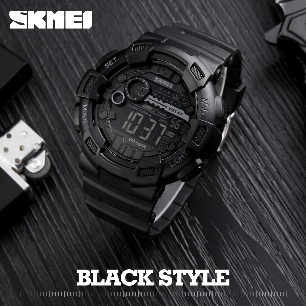 SKMEI ผู้ชายนาฬิกาดิจิตอลนาฬิกาข้อมือหลายโซนเวลา 50 เมตรนาฬิกากันน้ำ Relogio Masculino กีฬากลางแจ้ง 1243 - นานาชาติ ราคา 253 บาท*ส่งฟรี