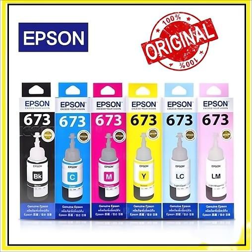 หมึก Epson 673 6สี ของแท้ 100% หมึกเติม แบบไม้มีกล่อง