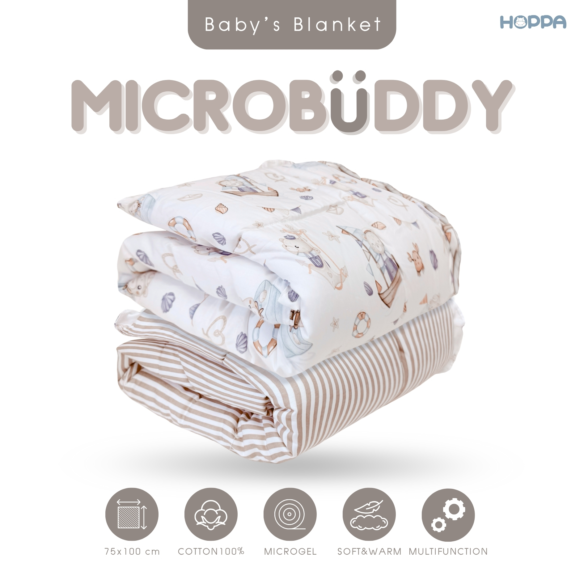 Hoppa baby's blanket microbuddy microfiber cotton duck down comforter blanket baby sleeping mat top ราคา 239 บาท*ส่งฟรี