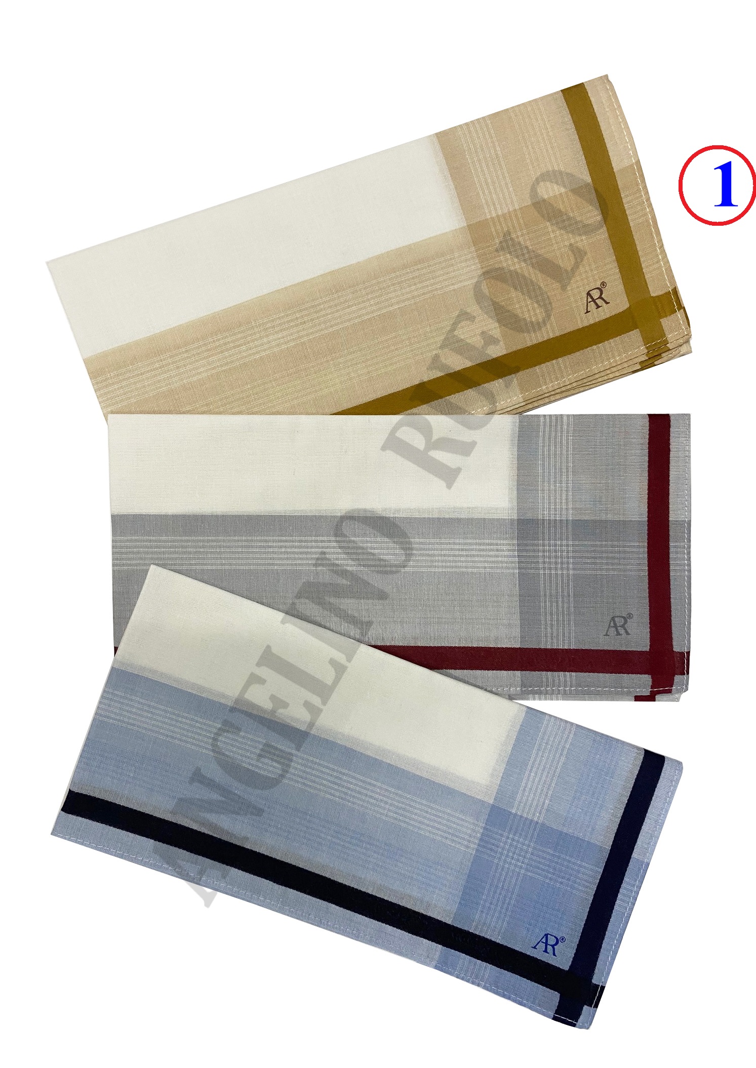 ANGELINO RUFOLO Handkerchief (ผ้าเช็ดหน้า) ผ้า 100% COTTON คุณภาพเยี่ยม ดีไซน์ Classic สีขาว-เบจ/สีขาว-เทา/สีขาว-ฟ้า