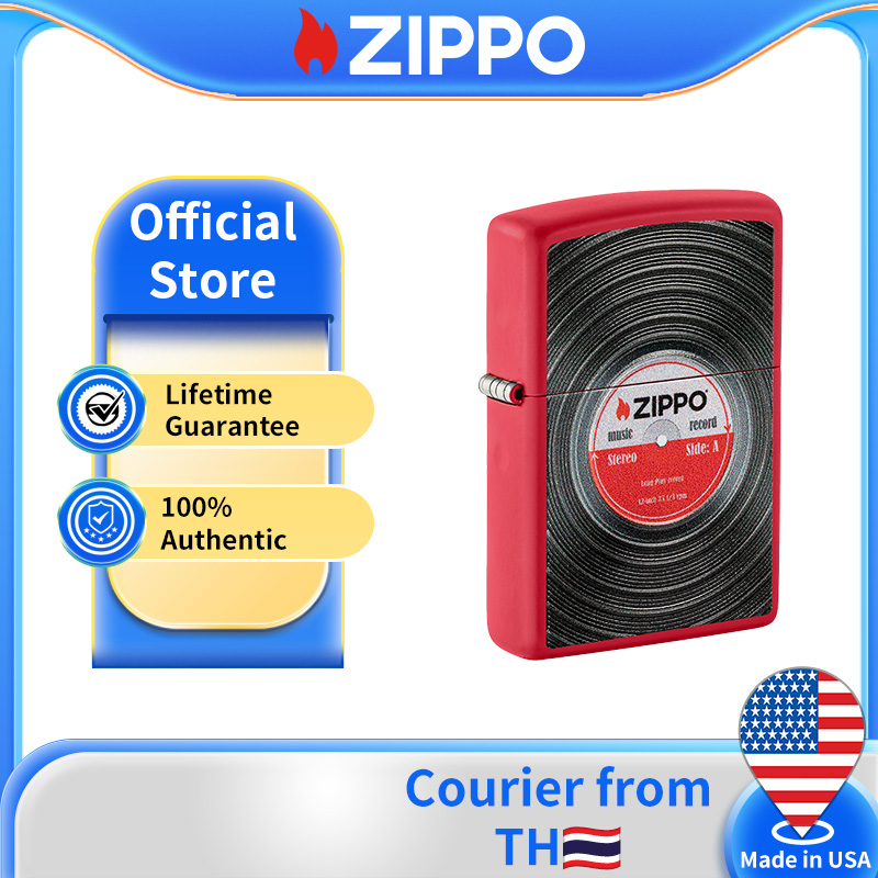 อุปกรณ์กีฬาและกิจกรรมกลางแจ้ง Zippo Vinyl Record Design Red Matte Pocket Lighter, 233-108933(ไม่มีเชื้อเพลิงภายใน โปรดซื้อแยกต่างหาก)
