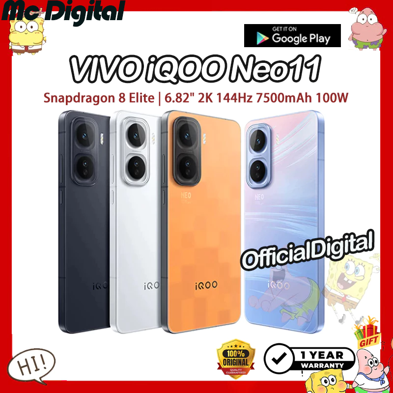 Vivo Iqoo Neo11 Snapdragon 8 Elite 6.82Inches 2K 144Hz 7500Mah 100W | Support Thailand and Google. | 12 Month Warranty | Cn Rom ราคา 15,999 บาท*ส่งฟรี