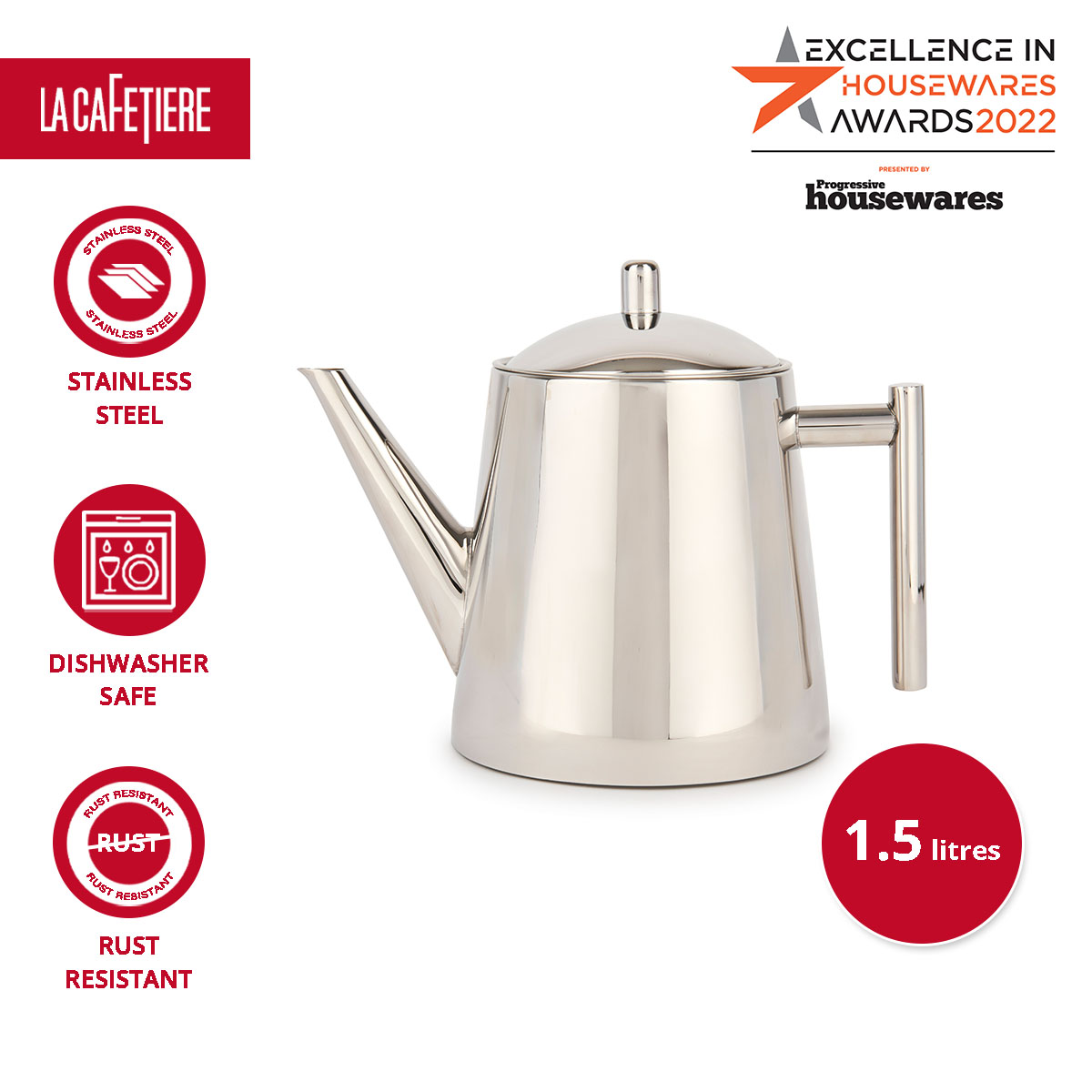 La Cafetiere Stainless Steel Teapot with Removable Infuser 1.5 L Tea Maker for Fruit Herbal and Infusion Tea Dishwasher Safe - Silver กาชงชา ราคา 1,413 บาท*ส่งฟรี