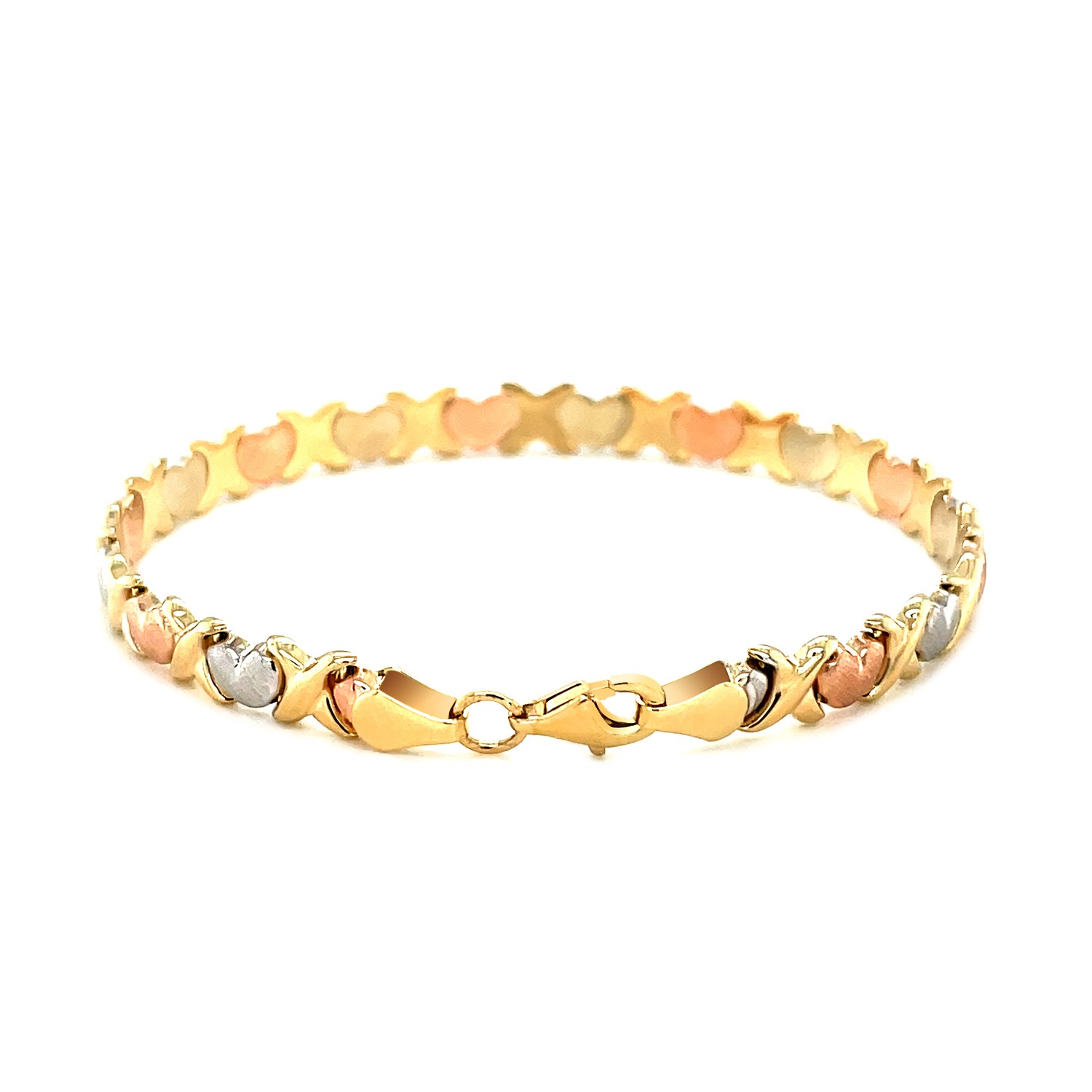 สินค้าดิจิทัลและบัตรกำนัล NATHALIAS NEW YORK Nathalias NY สร้อยข้อมือแฟนซีซาตินหัวใจ ทองคำสามสี 14k (6.35 มม.) 56705 ราคา 49,600 บาท*ส่งฟรี