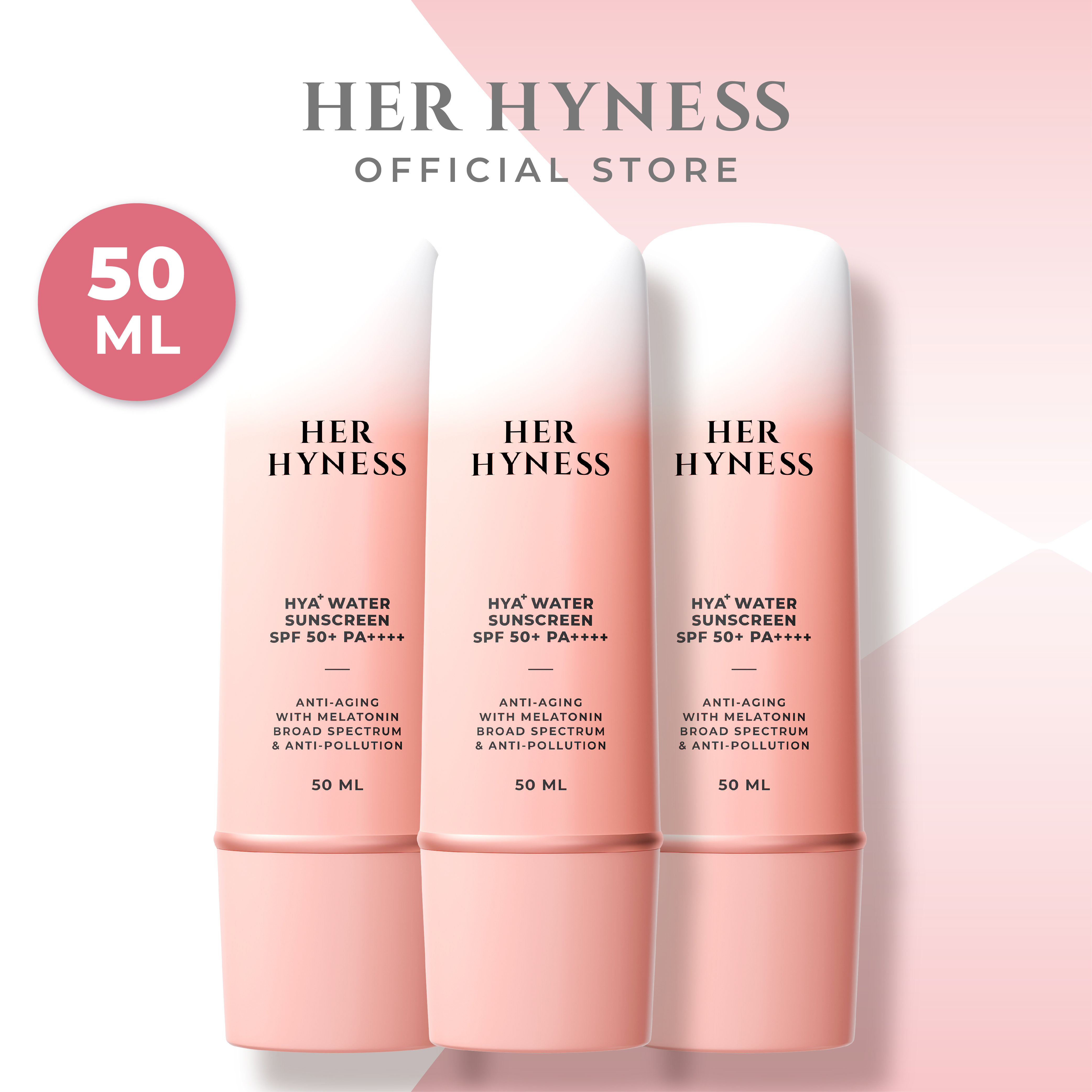 [แพคสาม] HER HYNESS HYA+ WATER SUNSCREEN SPF50+ PA++++ กันแดดเนื้อน้ำเบาที่สุด ไม่กวนเมคอัพ สูตรใช้ทุกวัน 50มล. ราคา 3,570 บาท*ส่งฟรี