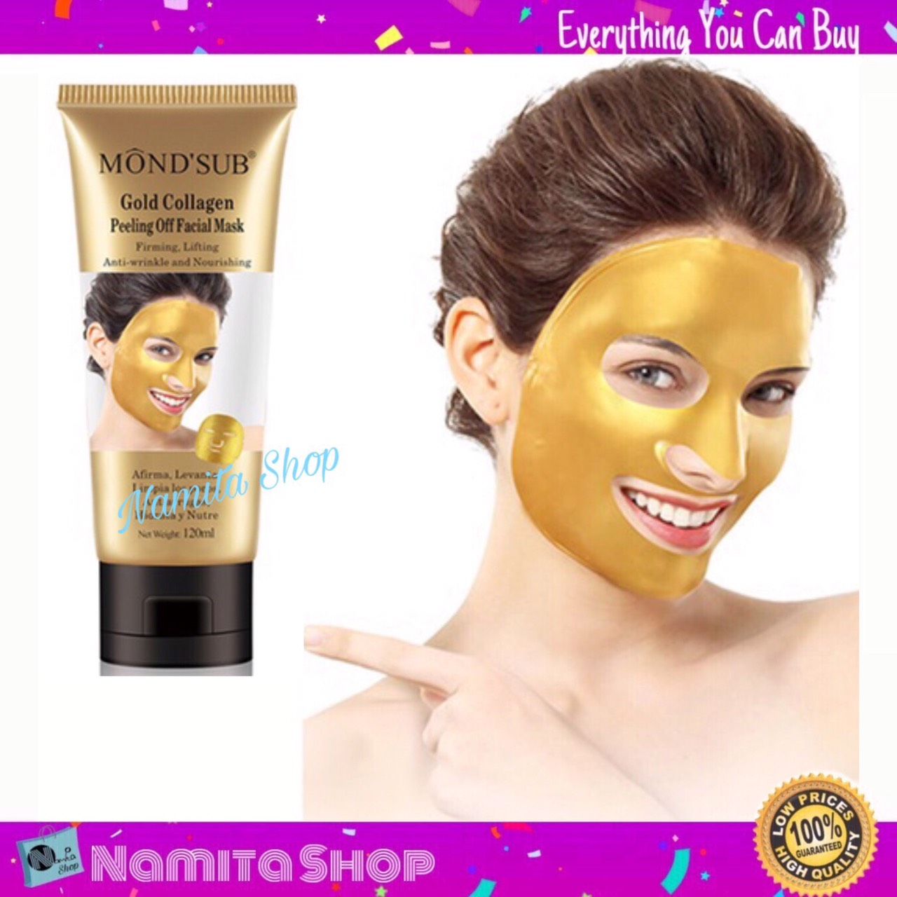 MOND'SUB Gold Collagen Peeling Off Facial Mask มอนด์ซับ โกลด์ คอลลาเจน พิลลิ่ง ออฟ เฟเชี่ยล มาส์ก มาส์กหน้า สีทอง ขนาด 120 ml.