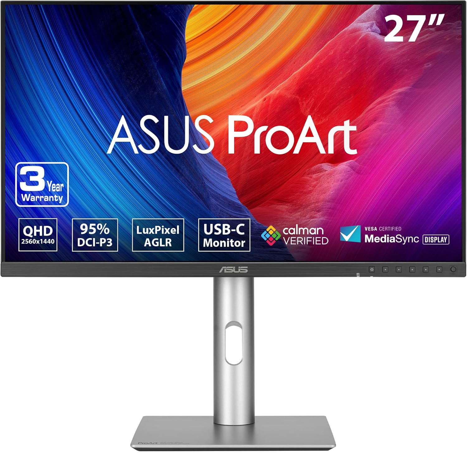 ASUS ProArt Display 27” 1440P Professional Monitor (PA278CFRV) - IPS, QHD (2560 x 1440), Pre-Calibrated, 95% DCI-P3, Daisy-chain, 100Hz, LuxPixel AGLR, Calman Verified, USB-C 96W, HDR400, 3yr warranty ราคา 16,990 บาท*ส่งฟรี