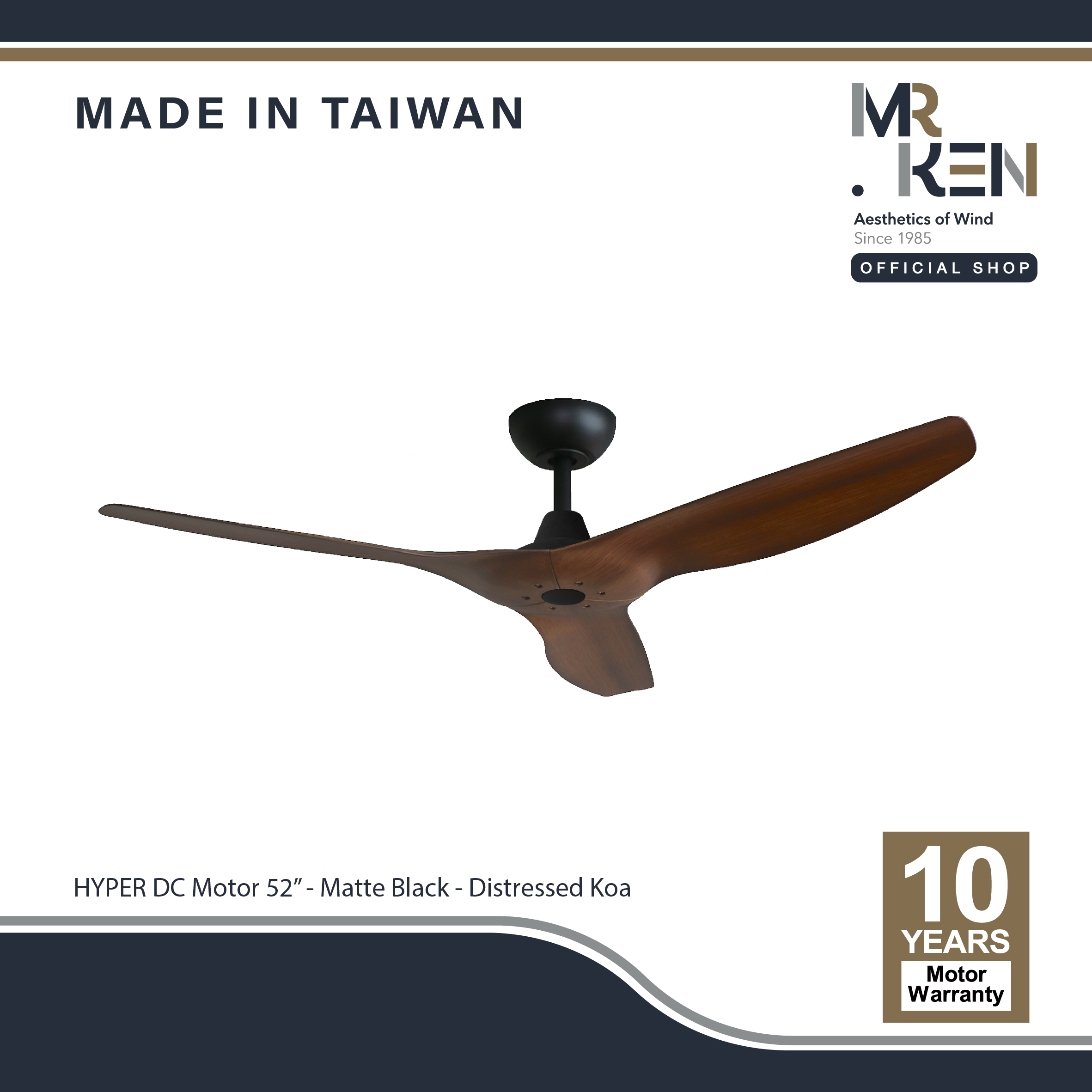MR.KEN Ceiling Fan Model HYPER DC Motor พัดลมเพดาน ขนาด 52" พร้อมรีโมทคอนโทรล ราคา 8,060 บาท*ส่งฟรี