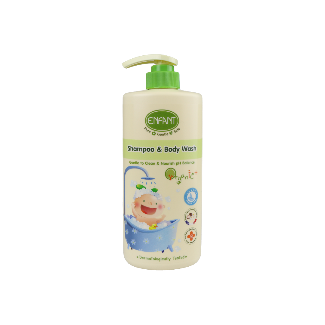 ENFANT (อองฟองต์) Organic Plus Shampoo & Body Wash แชมพูและอาบน้ำในขวดเดียว เนื้อเจล ใช้ได้ตั้งแต่เด็กแรกเกิด 500 ml.