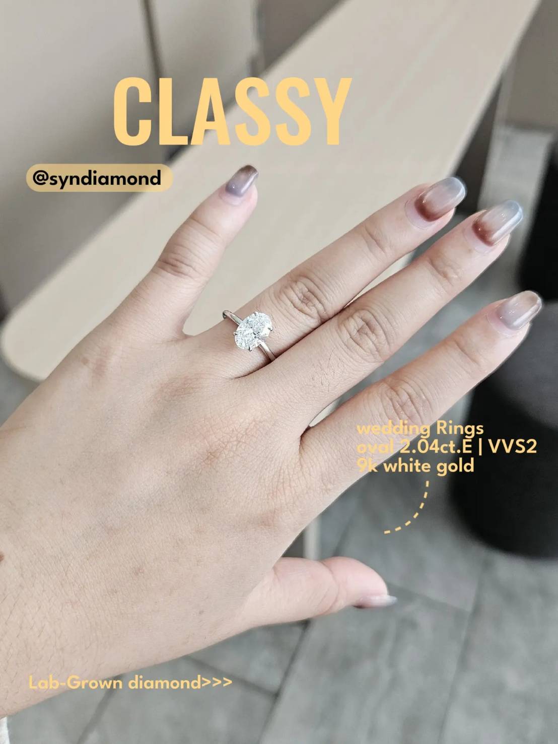 New In! Single Diamond Ring, 2.04 Carat, Oval Solitaire Ring # 397 / Lab Grown Diamond ราคา 51,000 บาท*ส่งฟรี