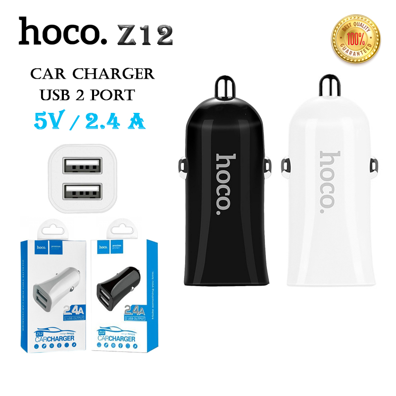 HOCO Z12 ของแท้ 100% Car Charger DUAL USB 2 port 5V/2.4A หัวชาร์จในรถยนต์ ที่ชาร์จในรถชาร์จเร็วแบบ 2 USB