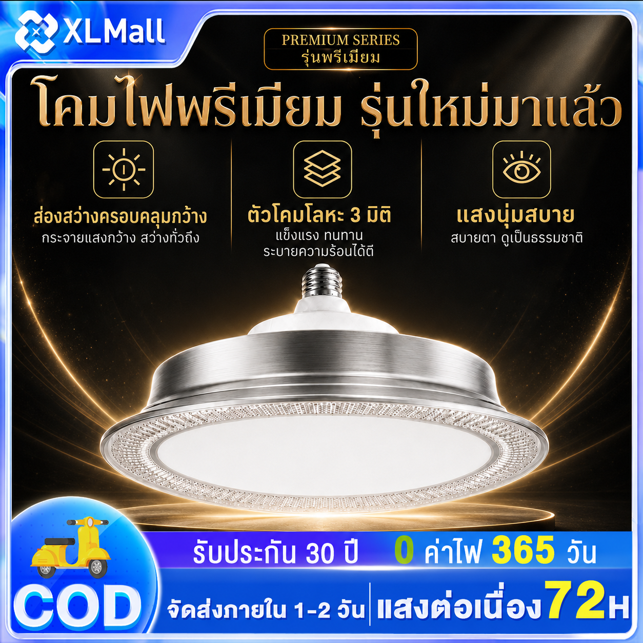 XL Mall Factory Lighting, Ufo Spotlights, High Bay Lights, Industrial Led Lighting, Ip68 ราคา 199 บาท*ส่งฟรี