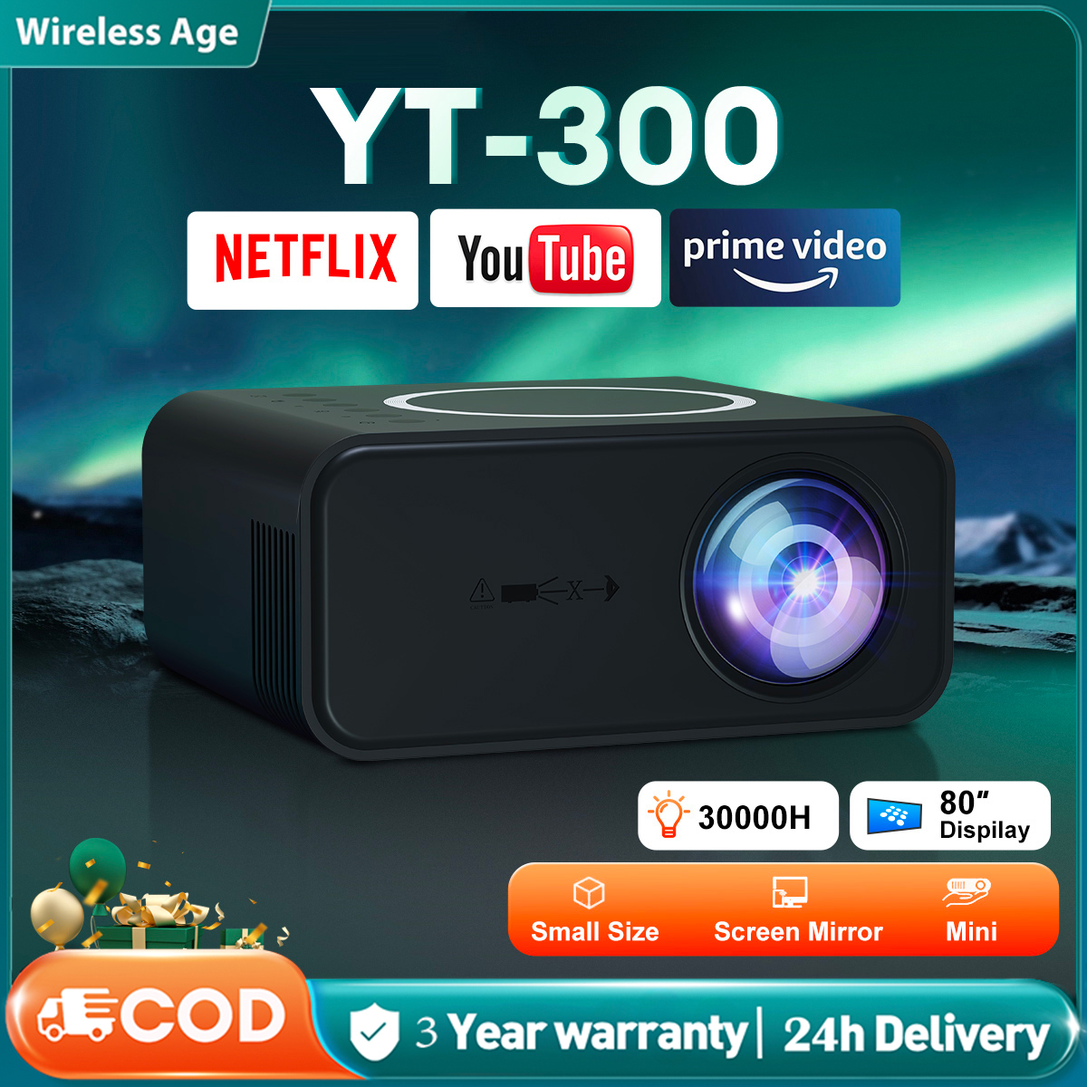 โปรเจคเตอร์ wifi projector เชื่อมต่อโทรศัพท์ 1080P HD มินิโปรเจคเตอร์ เครื่องฉายหนัง หน้าจอเดียวกัน สำนักงานที่บ้  รับประกัน 5 ปี - ยี่ห้อ Expose ราคา 879 บาท*ส่งฟรี