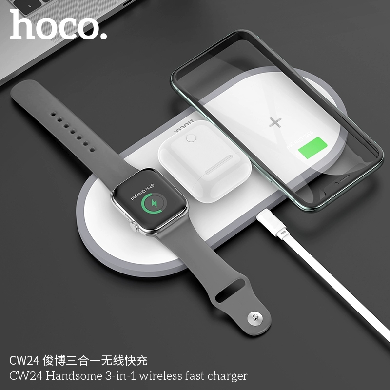 Magsafe 15W Iphone12  hoco cw24 3in1 แท่นชาร์จไวเล็ตไร้สาย ของแท้100% เครื่องชาร์จไร้สาย Magsafe 15W Iphone 12