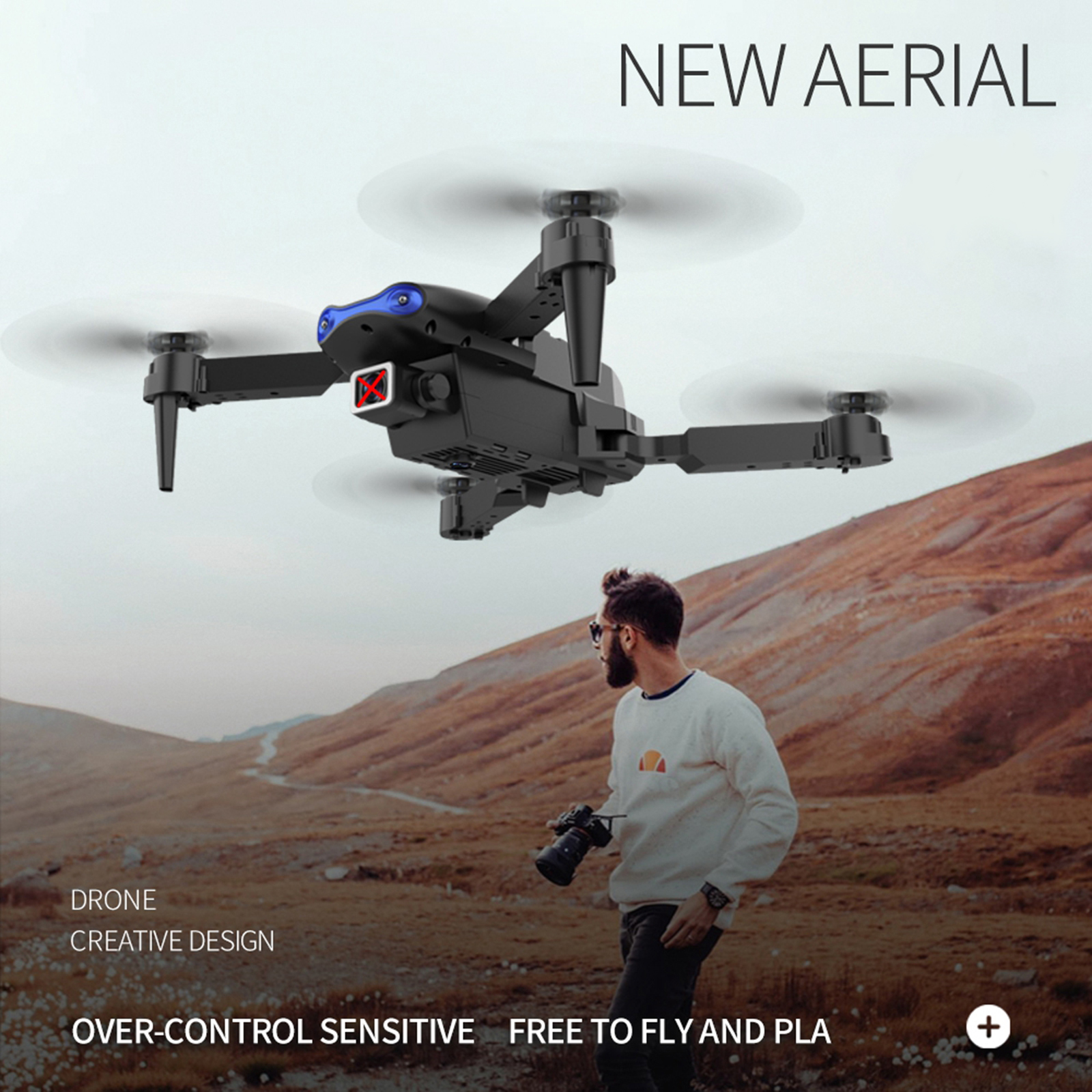 ภาพประกอบคำอธิบาย Drone โดรนติดกล้อง HD 4k โดรนบังคับ โดรนควบคุมระยะไกล WIFI โดรนถ่ายภาพทางอากาศระดับ โดรนแบบพับได้ เครื่องบินโดรน Drone