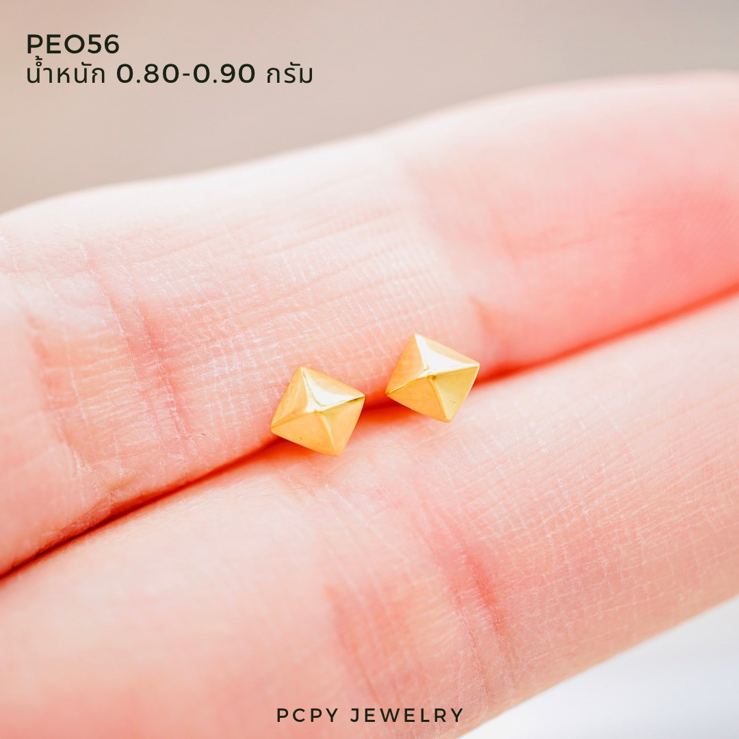 [Pcpy Jewelry] Genuine 9K Gold Earrings (37.5% Gold) Pyramid Earrings for Sale, with Warranty Card [9Kpeo56] ราคา 3,095 บาท*ส่งฟรี