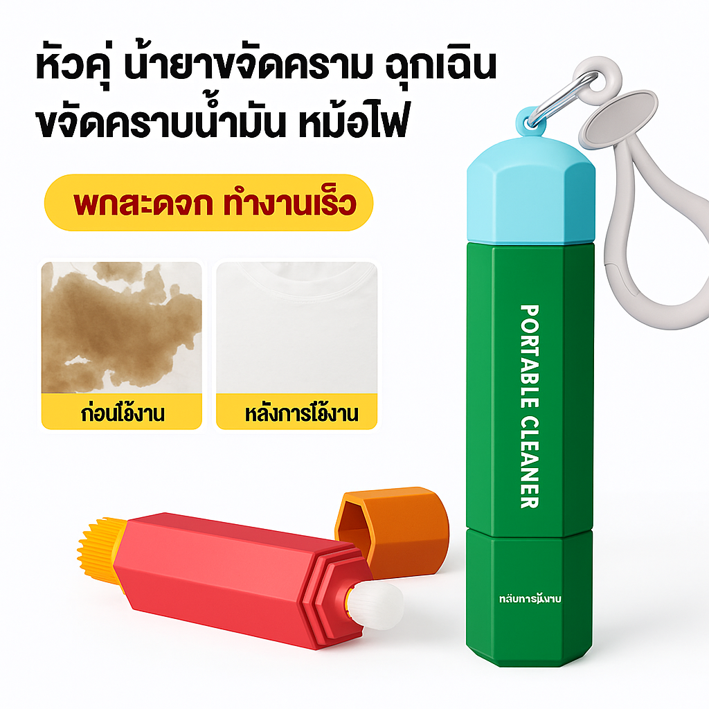 ปากกาขจัดคราบรูปดาวแบบพกพาและปกป้อง ขจัดคราบน้ำมันฉุกเฉินโดยไม่ต้องล้างด้วยน้ำ ราคา 186 บาท*ส่งฟรี