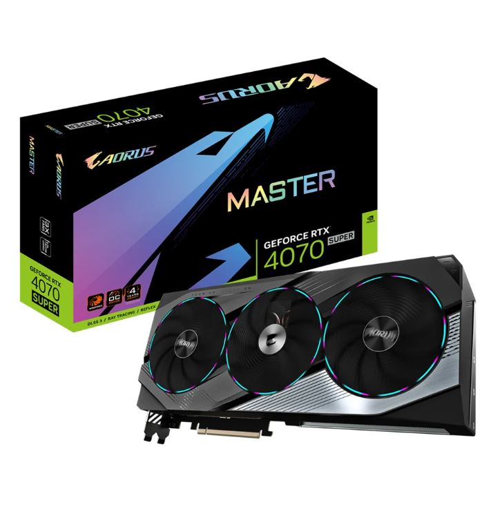 VGA (การ์ดแสดงผล) GIGABYTE AORUS GEFORCE RTX 4070 SUPER MASTER 12G - 12GB GDDR6X (GV-N407SAORUS M-12GD) ราคา 31,820 บาท*ส่งฟรี