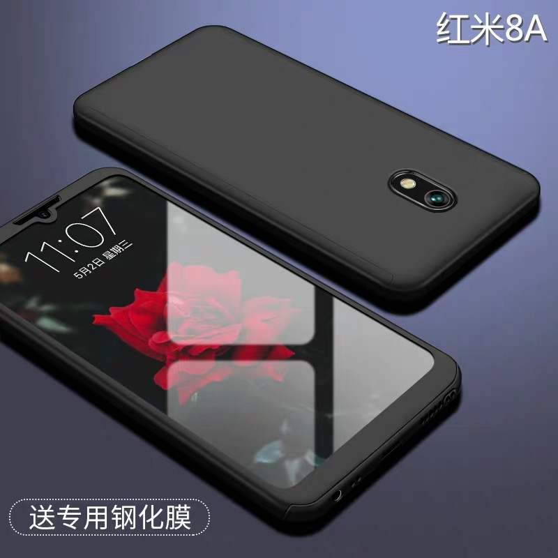 ⚡รับประกันสินค้า⚡ Case Xiaomi Redmi 8A เคสเสี่ยวมี่ เรดมี 8A เคสประกบหน้าหลัง แถมฟิล์มกระจก1ชิ้น เคสแข็ง เคสประกบ 360 องศา สวยและบางมาก สินค้าใหม่ สีดำสีแดง