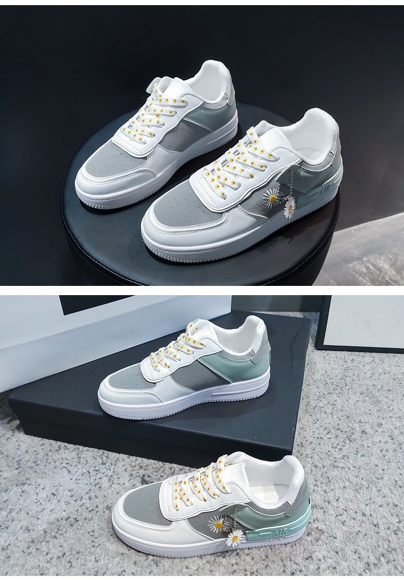 Pioneer Store 2022 mới giày thể thao daisy nhỏ thoáng khí của phụ nữ Hồng Kông phong cách macaron giản dị giày trắng 16