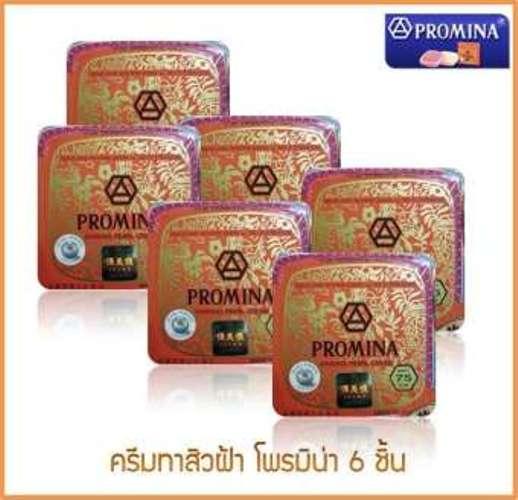 ครีมโพรมีน่า ยินเซ็ง เพิร์ล ครีม ครีมทาสิวฝ้า ครีมโสม ไข่มุก 6 ชิ้น Promina Ginseng Pearl Cream 11 g.