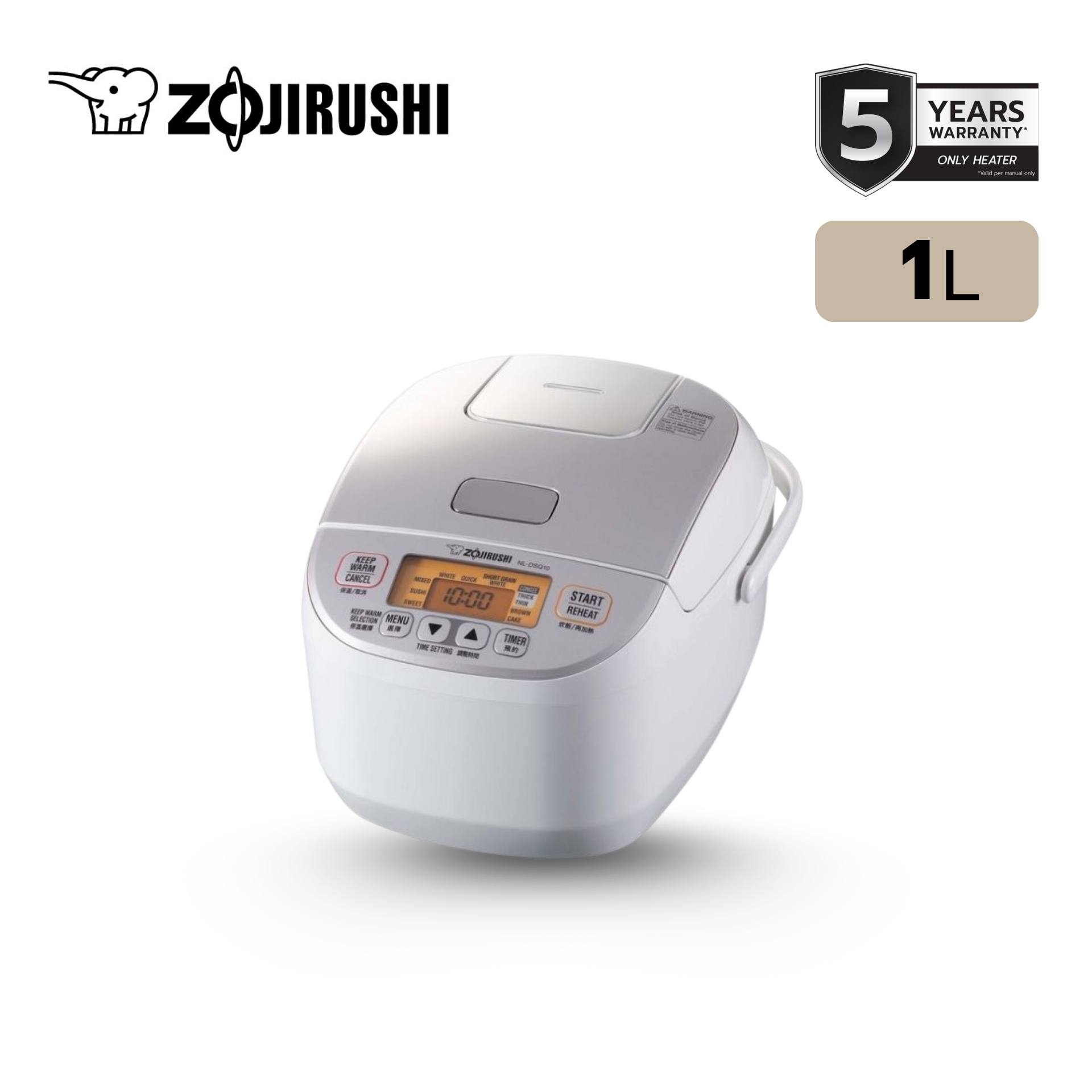 Zojirushi หม้อหุงข้าวไฟฟ้าไมโครคอมพิวเตอร์ 1.0 ลิตร รุ่น NL-DSQ10-WA ราคา 5,500 บาท*ส่งฟรี