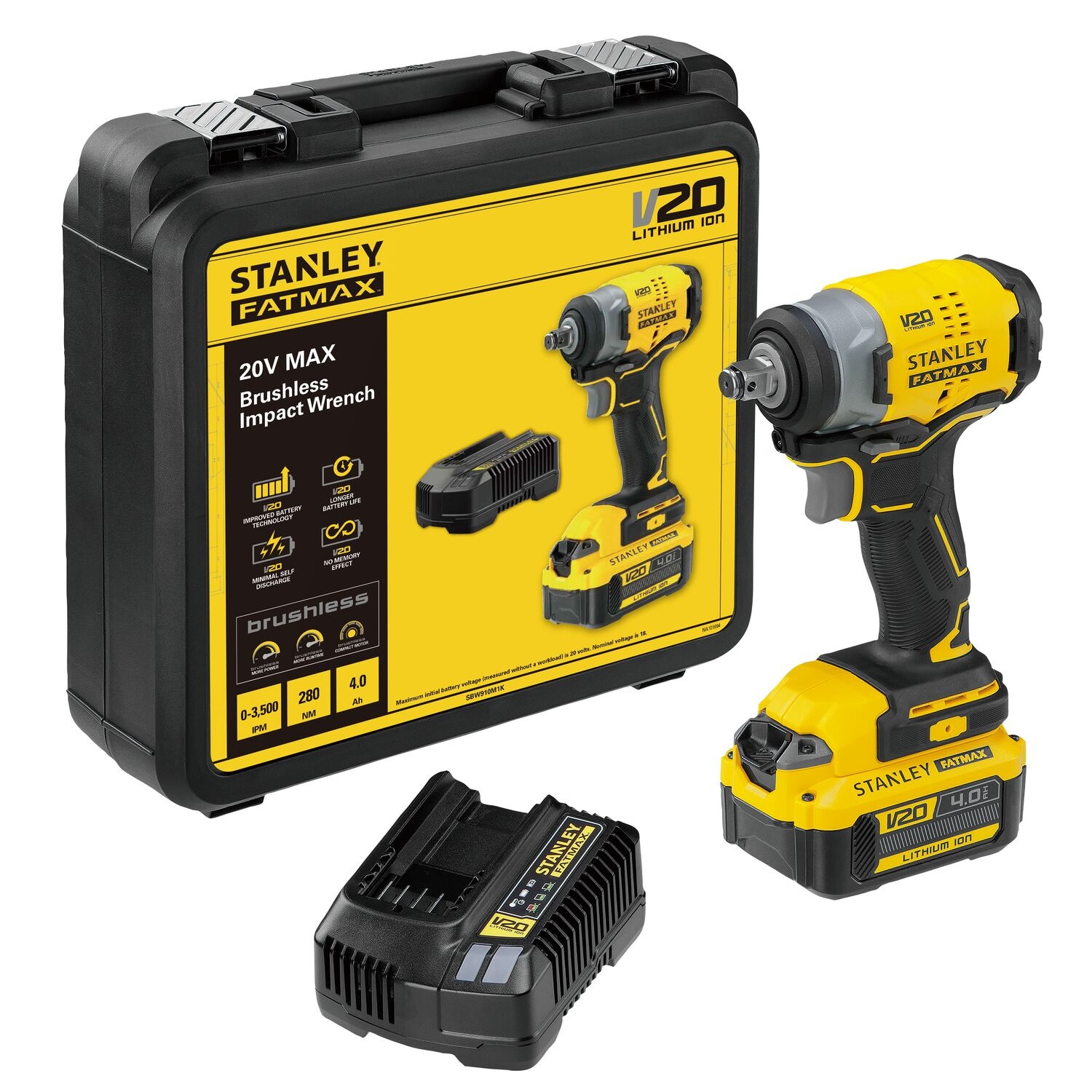 STANLEY บล็อคกระแทกไร้สาย ไร้แปรงถ่าน 1/2 นิ้ว 20V SBW910M1K-B1 พร้อมแบตเตอรี่ 4.0Ah ราคา 6,370 บาท*ส่งฟรี