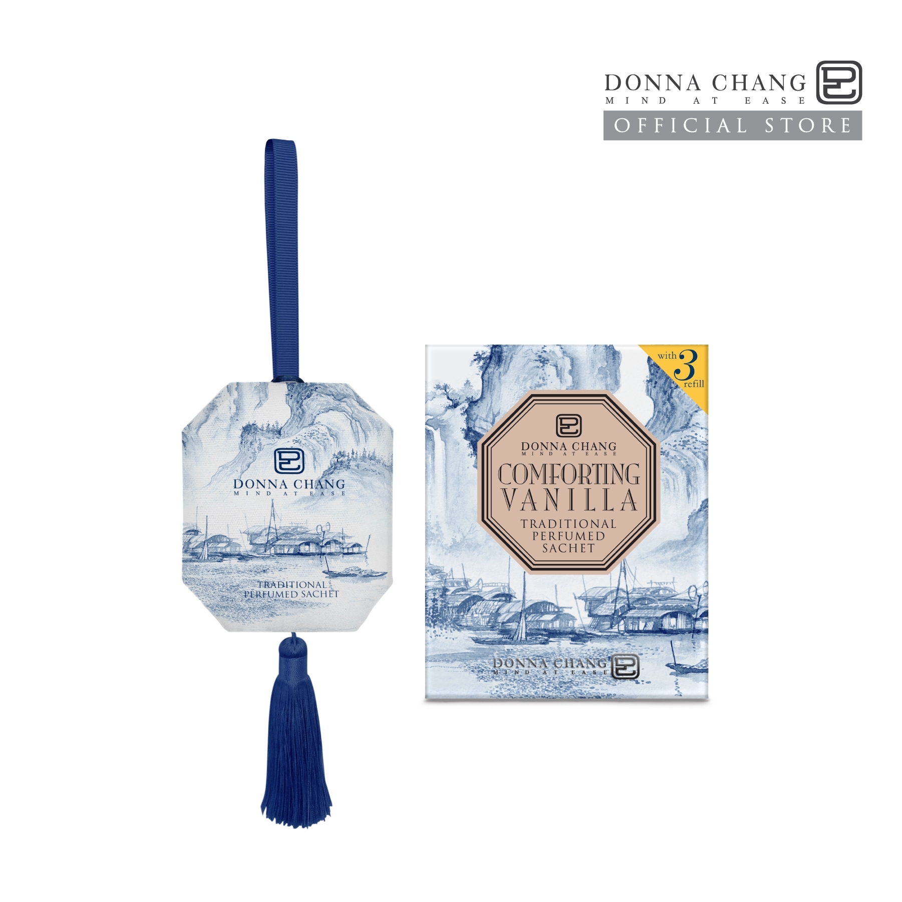 DONNA CHANG Comforting Vanilla Perfumed Sachet 60 g ดอนน่า แชง ถุงหอมปรับอากาศ ถุงหอม น้ำหอมปรับอากาศ น้ำหอมในรถยนต์ ราคา 650 บาท*ส่งฟรี