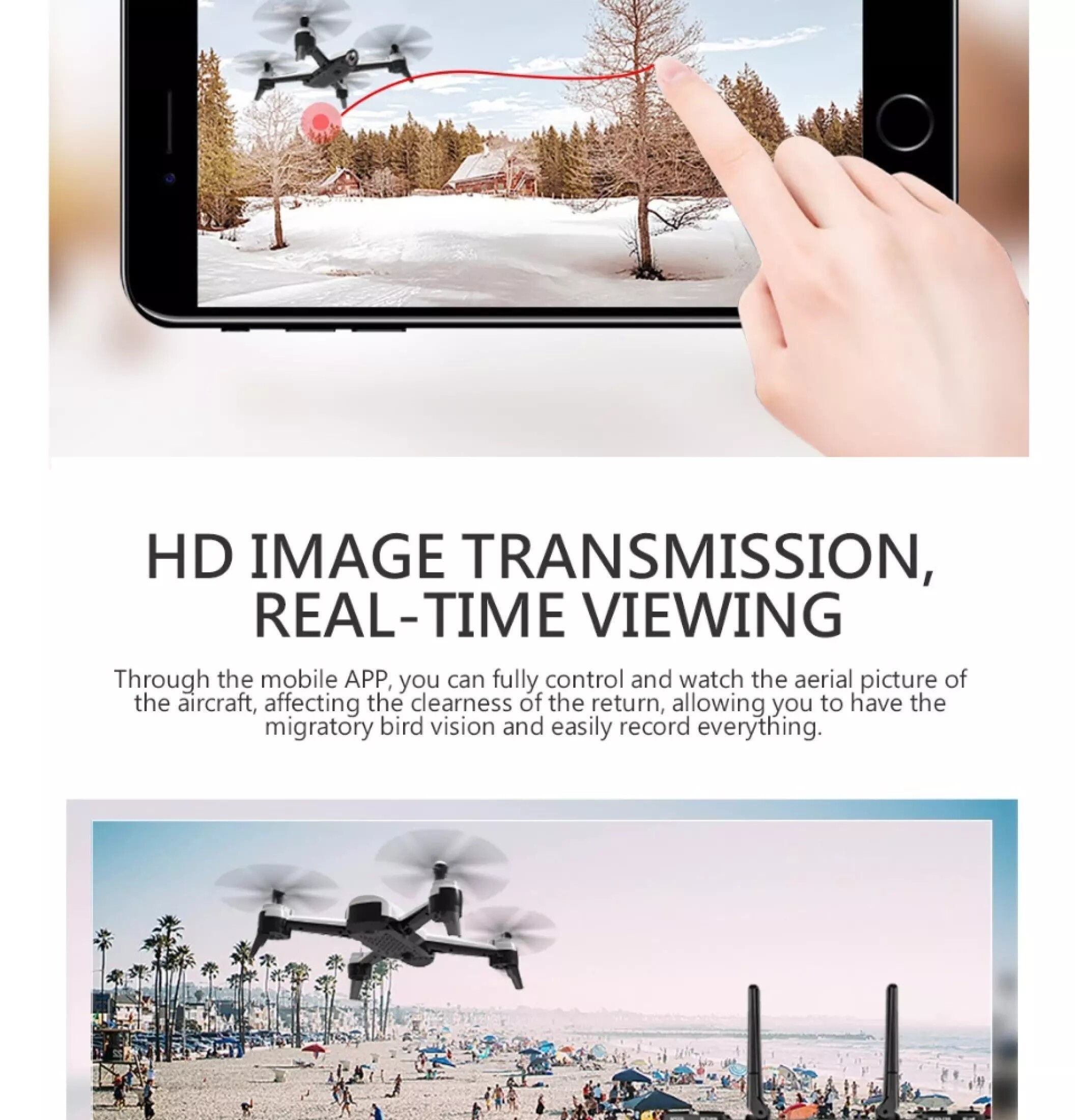 มุมมองเพิ่มเติมของสินค้า Drone & Battery【Blackshark-106 】4k HDร้อมกล้องสองตัว WiFi FPV แบบเรียลไทม์วิดีโอทางอากาศมุมกว้างรีโมทคอนโทรลเฮลิคอปเตอร์สี่แกนของเล่น นรองรับระบบIOS Androidรีโม