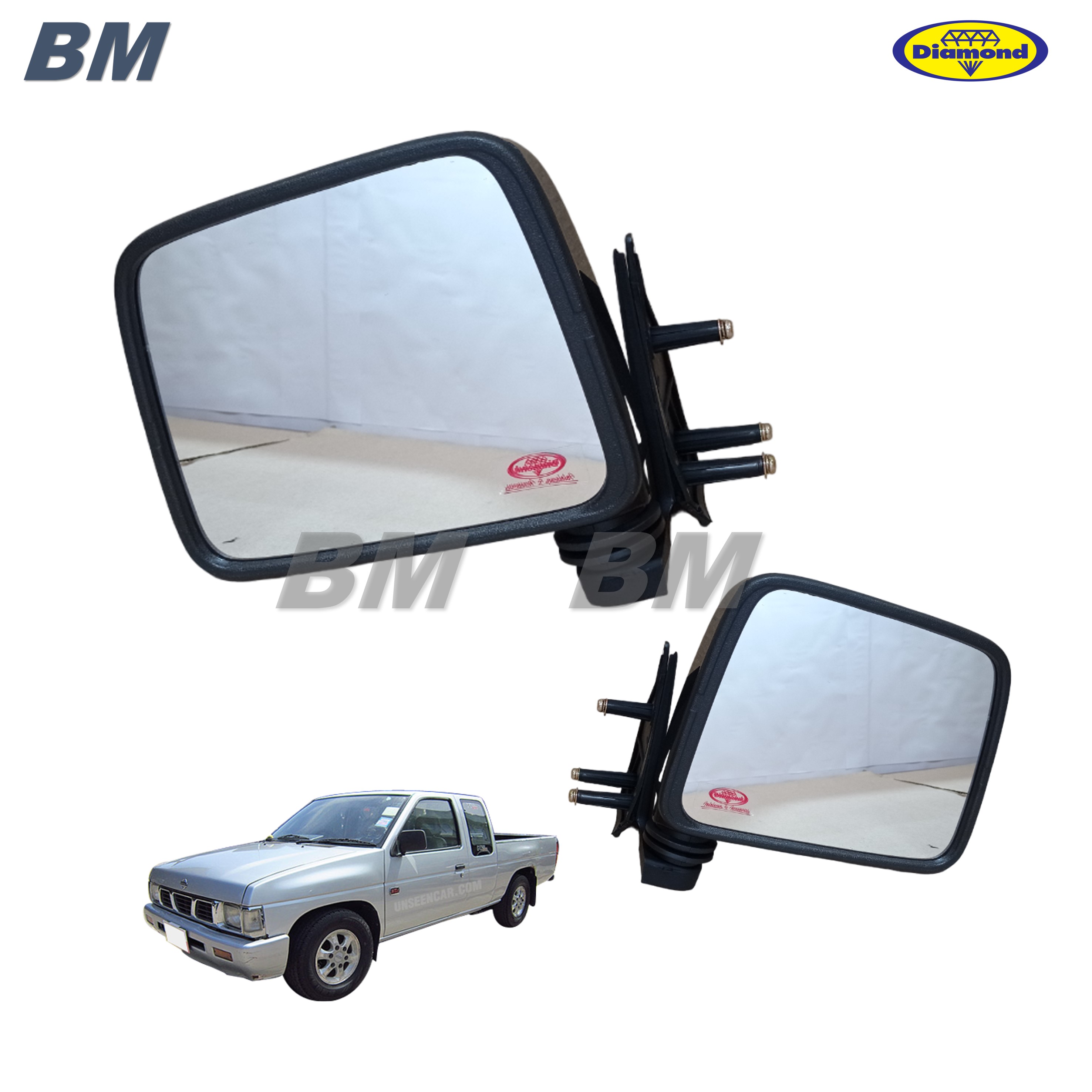 กระจกมองข้าง big m บิ๊กเอ็ม nissan นิสสัน สีดำ ตราเพชร ราคา 222 บาท*ส่งฟรี