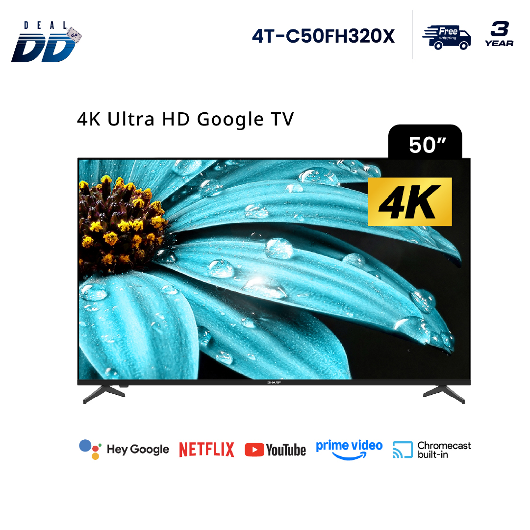 New 2026 Sharp Tv 50 Inches 4K Uhd Google Tv Smart Tv Model 4T-C50Fh320X (3-Year Warranty) ราคา 8,990 บาท*ส่งฟรี