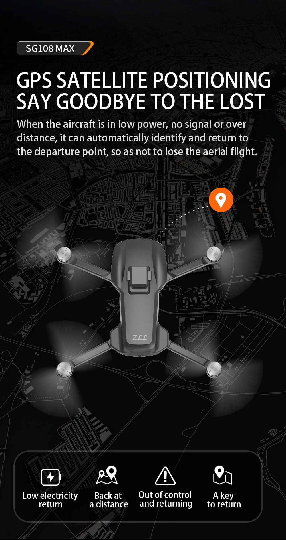 เกี่ยวกับสินค้า 【SG108 MAX】Drones 4K Professional 5G WIFI GPS Drone มอเตอร์แบบไม่มีแปรง360° การหลีกเลี่ยงอุปสรรค RC Qpters