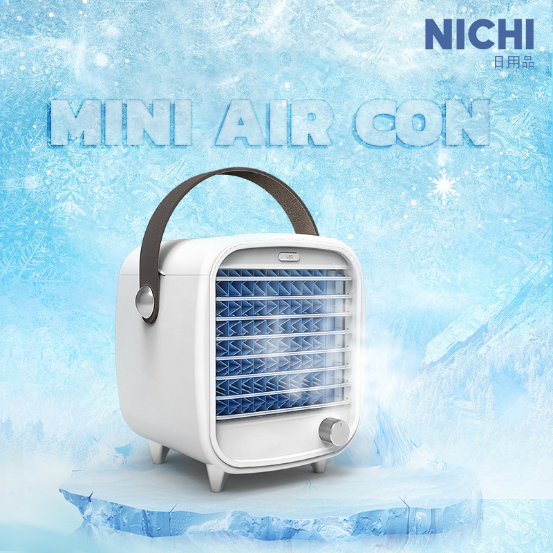 MINI AirCon แอร์มินิ พัดลมไอเย็น แอร์เย็น เเอร์พกพา เครื่องทำความเย็นรุ่นใหม่ขนาดเล็ก พกพาสะดวก แอร์ตั้งโต๊ะขนาดเล็ก พัดลมไอเย็น