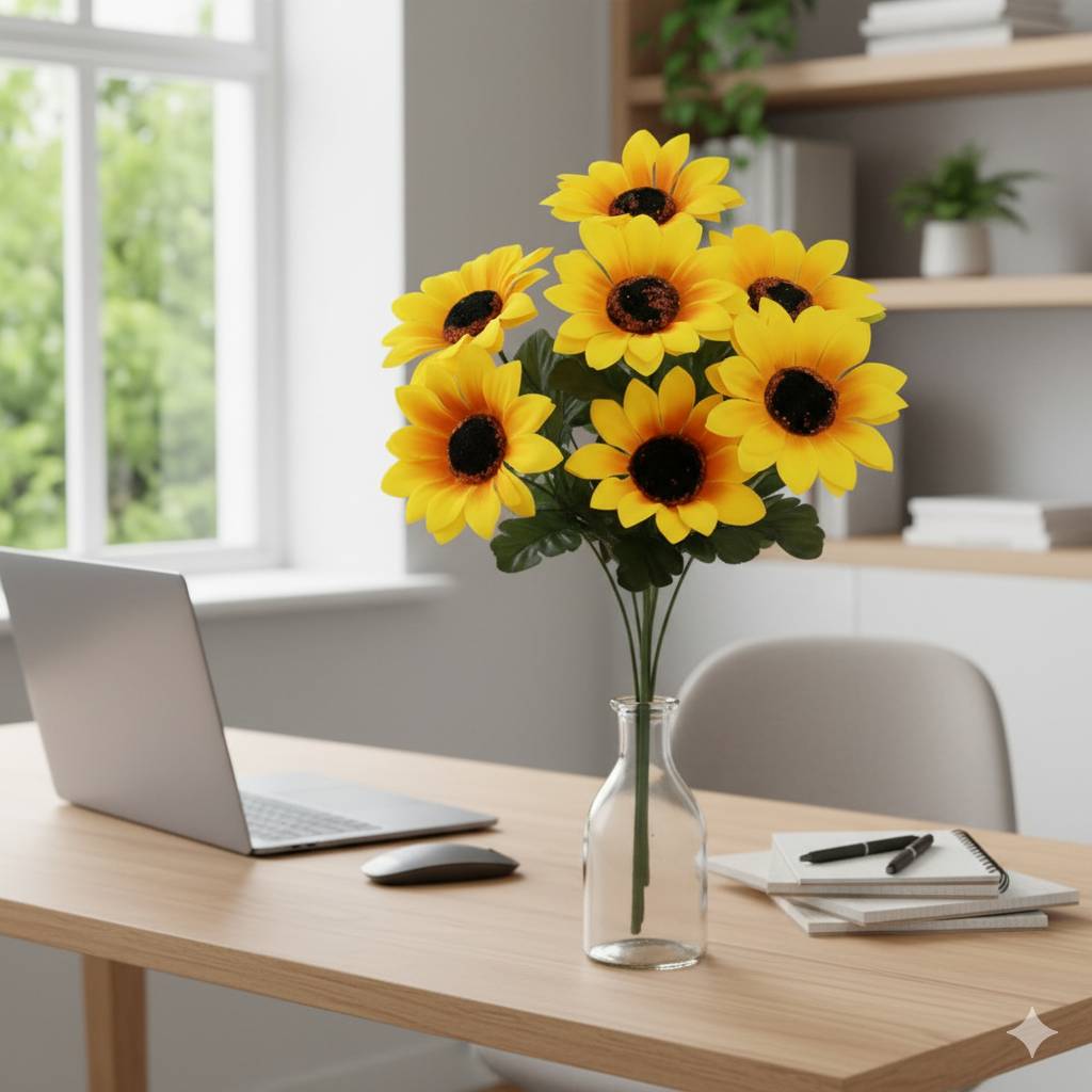 Sunflower Bouquet, 30 cm Long, Has 7 Heads, Each Head Is 5 Cm, Model 3810 ราคา 19 บาท*ส่งฟรี
