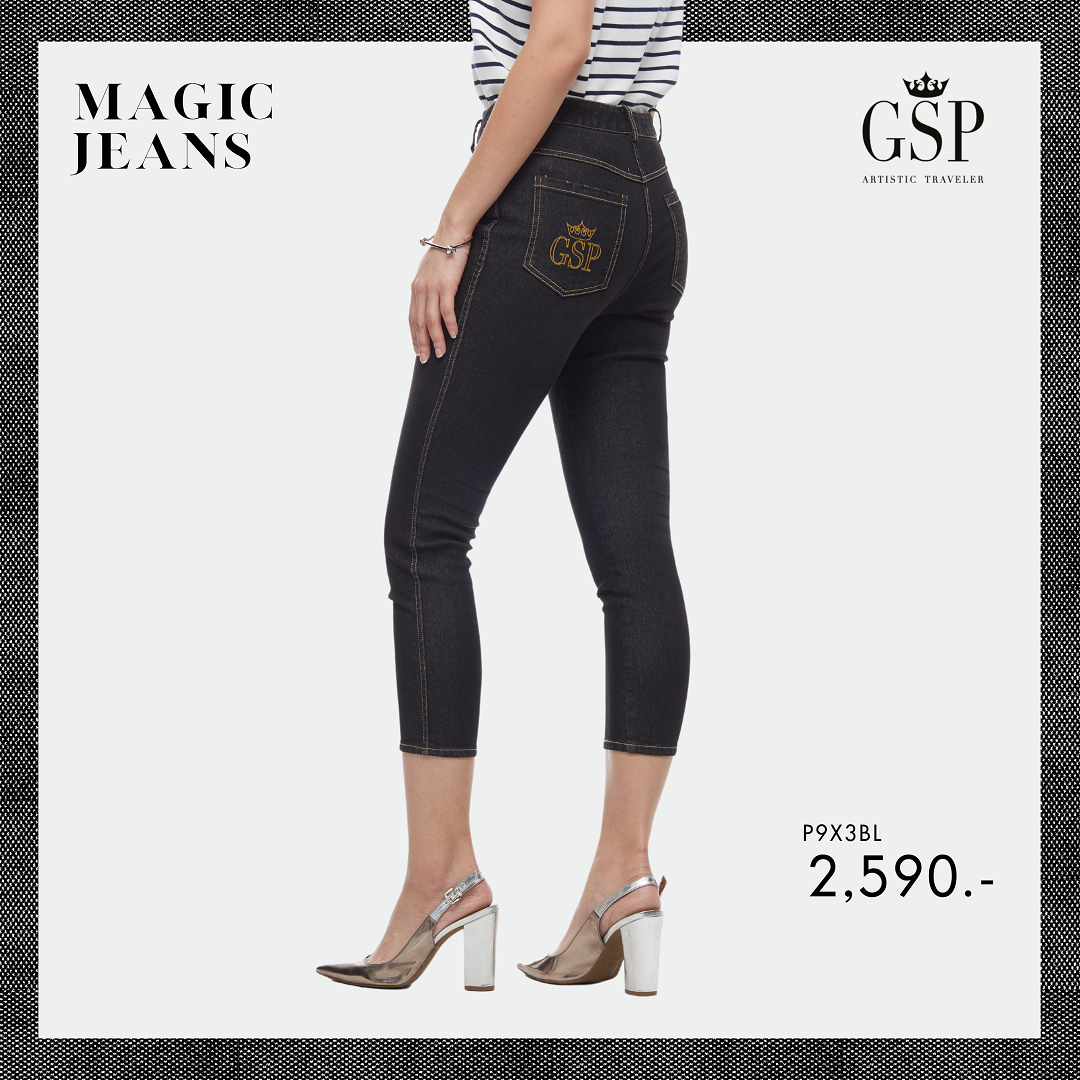 GSP - Magic Jeans กางเกงยีนส์ขายาว สกินนี่ ครอป สีดำ P9X3BL ราคา 2,590 บาท*ส่งฟรี