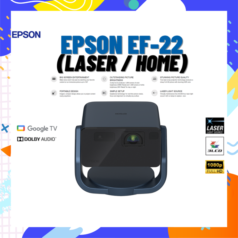 EPSON EF-22N (สี Metallic Navy น้ำเงินเข้ม) (Mini Laser) โปรเจคเตอร์เครื่องเล็ก ราคา 36,990 บาท*ส่งฟรี