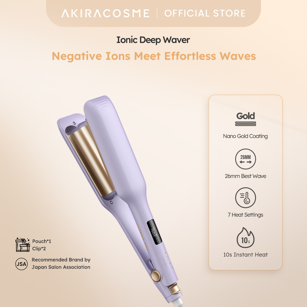 Japan AKIRA Portable 26mm Ceramic Negative Ions Omelet Hair Curler Flat Curling Irons Wands Daily Hot Wave Fluffy Puffy Hair Volumizing Styling Tools for Gift Present ราคา 1,210 บาท*ส่งฟรี