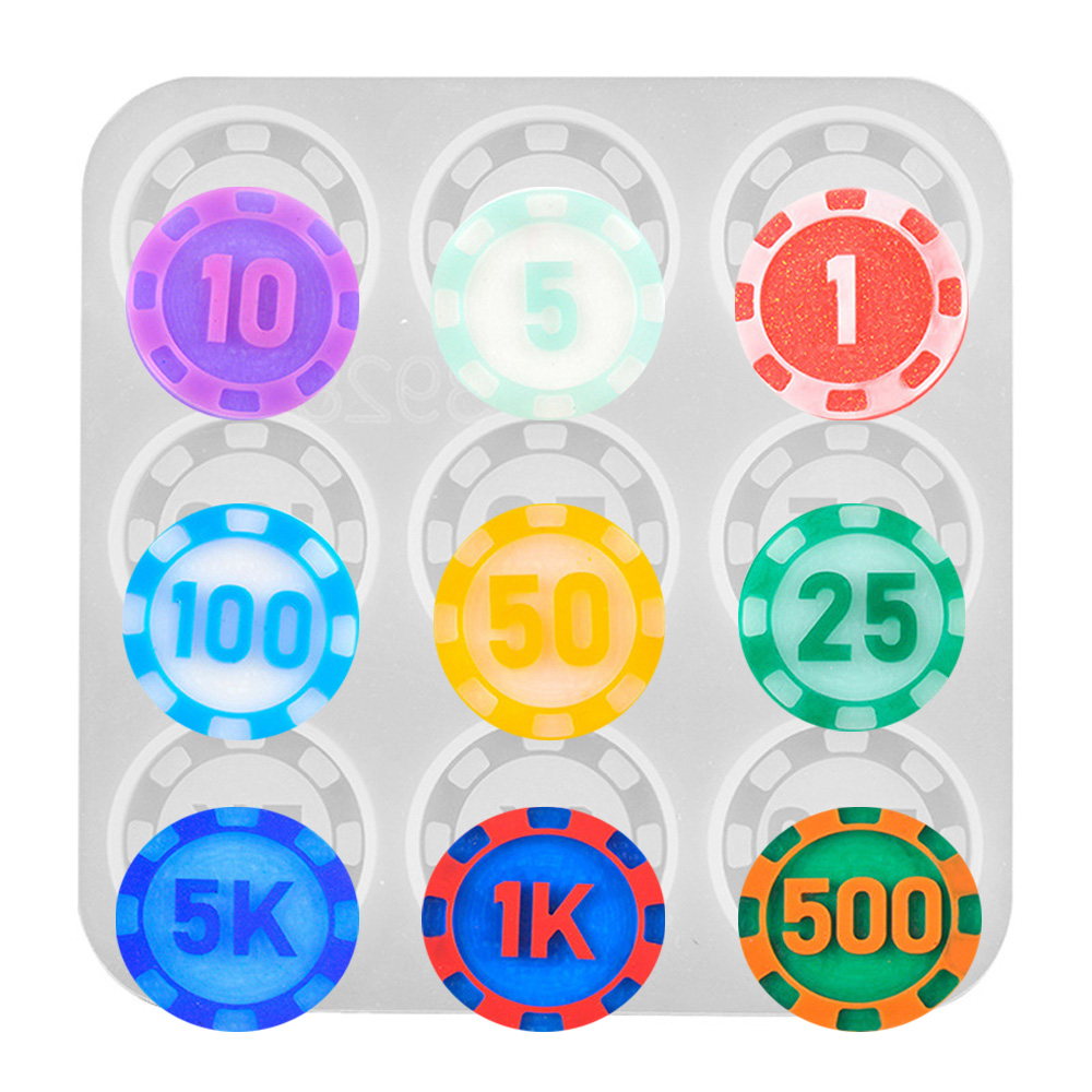 XUEWAN Commemorative Entertainment Game Digital Chip Collection Coins Casting Mould Crystal Epoxy Resin Molds Bitcoin Silicone Mold