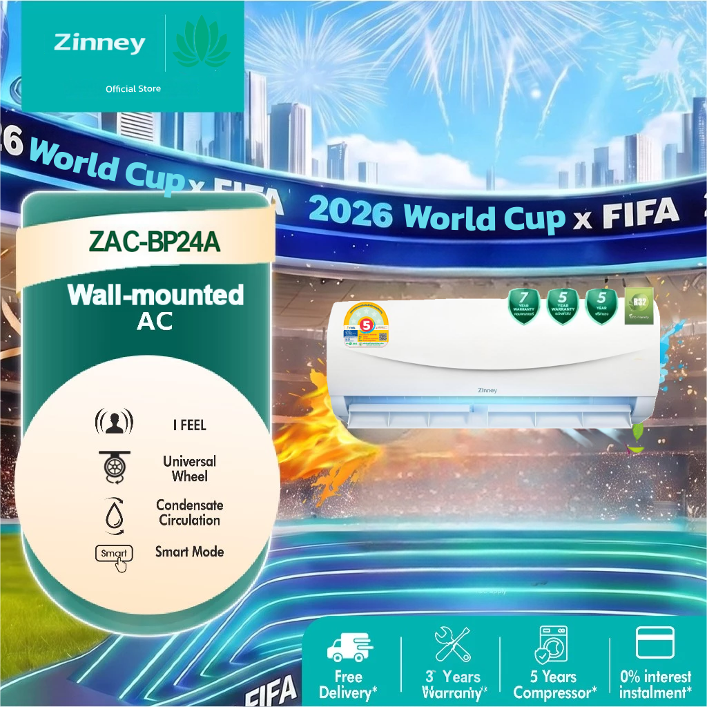 Zinney Inverter Air Conditioner, Size 24000 Btu, Model ZAC-BP24A ราคา 15,390 บาท*ส่งฟรี
